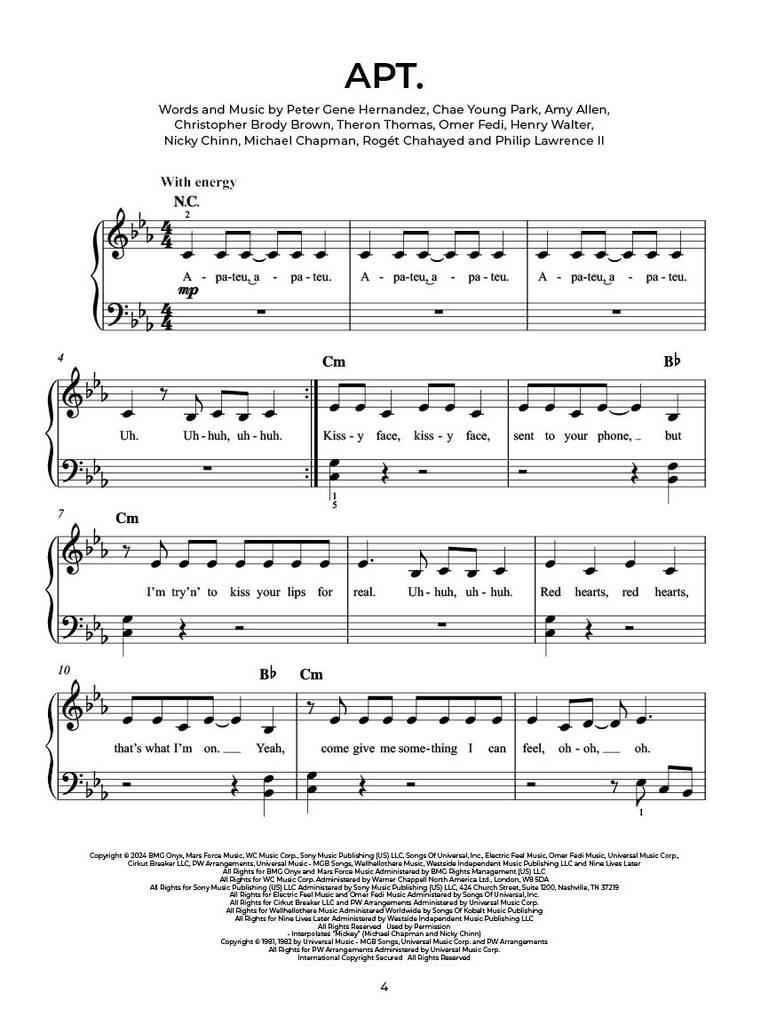 Chart Hits of 2024-2025 - Easy Piano Edition