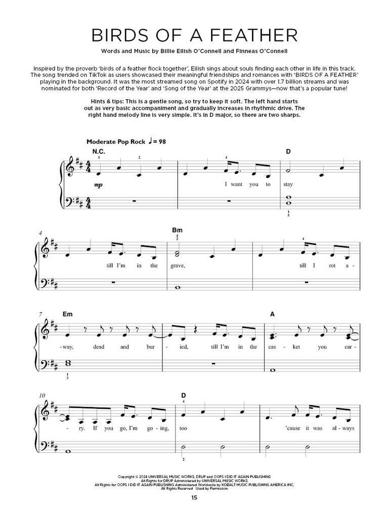 Chart Hits of 2024-2025 - Really Easy Piano