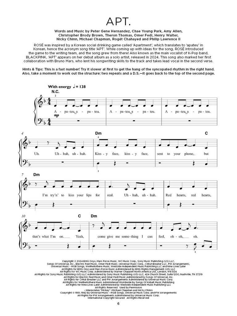 Chart Hits of 2024-2025 - Really Easy Piano