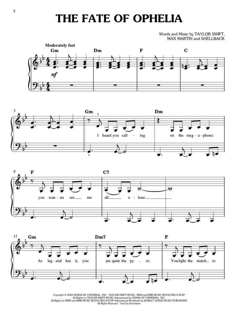 The Life Of A Showgirl - Easy Piano Edition