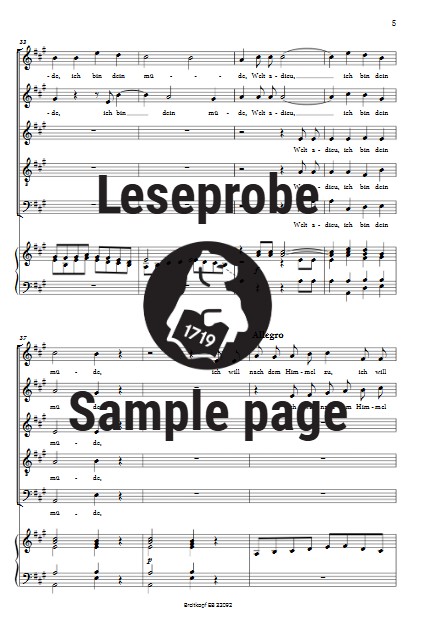 Welt adieu, ich bin dein müde