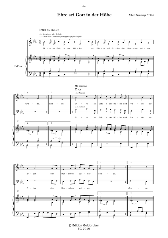 Deutsches Ordinarium in Es "Zu Dir o Gott erheben wir"