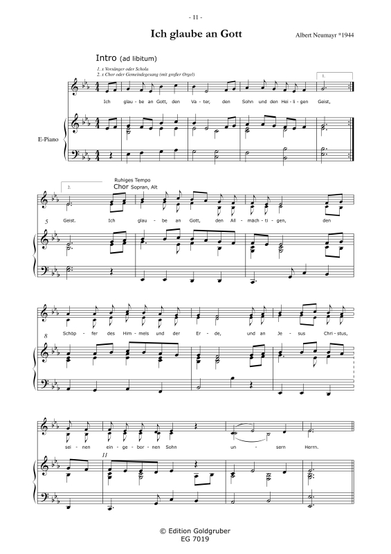 Deutsches Ordinarium in Es "Zu Dir o Gott erheben wir"