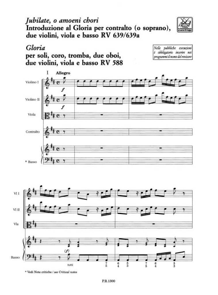 Jubilate o amoeni chori, RV 639/639a / Gloria, RV 588