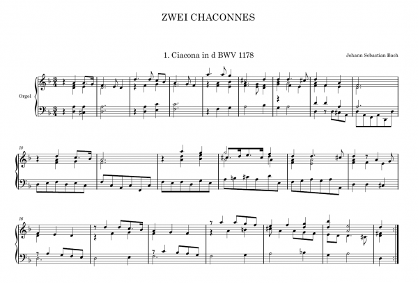 Zwei Chaconnes BWV 1178+1179