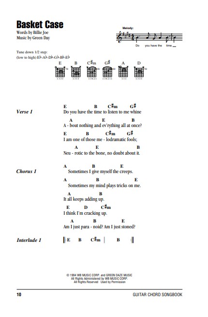 Green Day - Guitar Chord Songbook