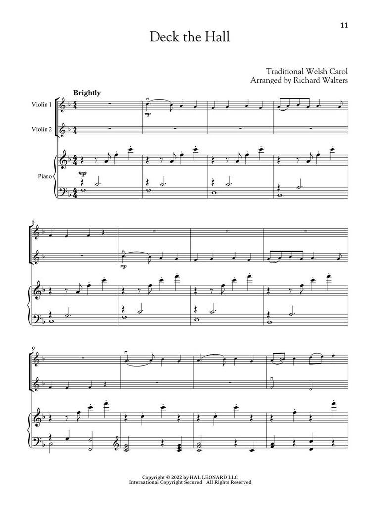 Christmas Carols for Violin Duet and Piano