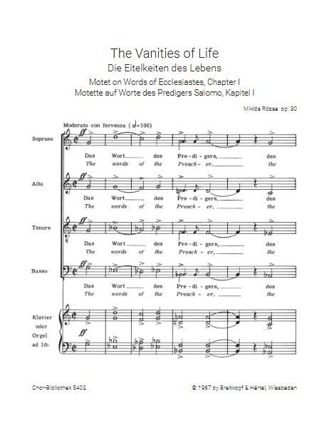 Die Eitelkeiten des Lebens / The vanities of life op. 30