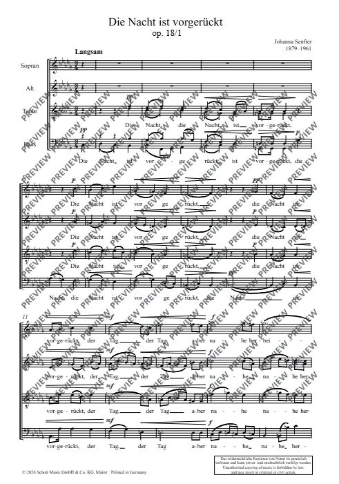 Die Nacht ist vorgerückt op. 18/1