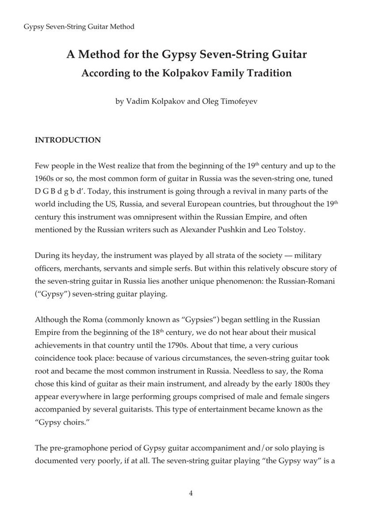 The Kolpakov Method for Russian Gypsy Guitar