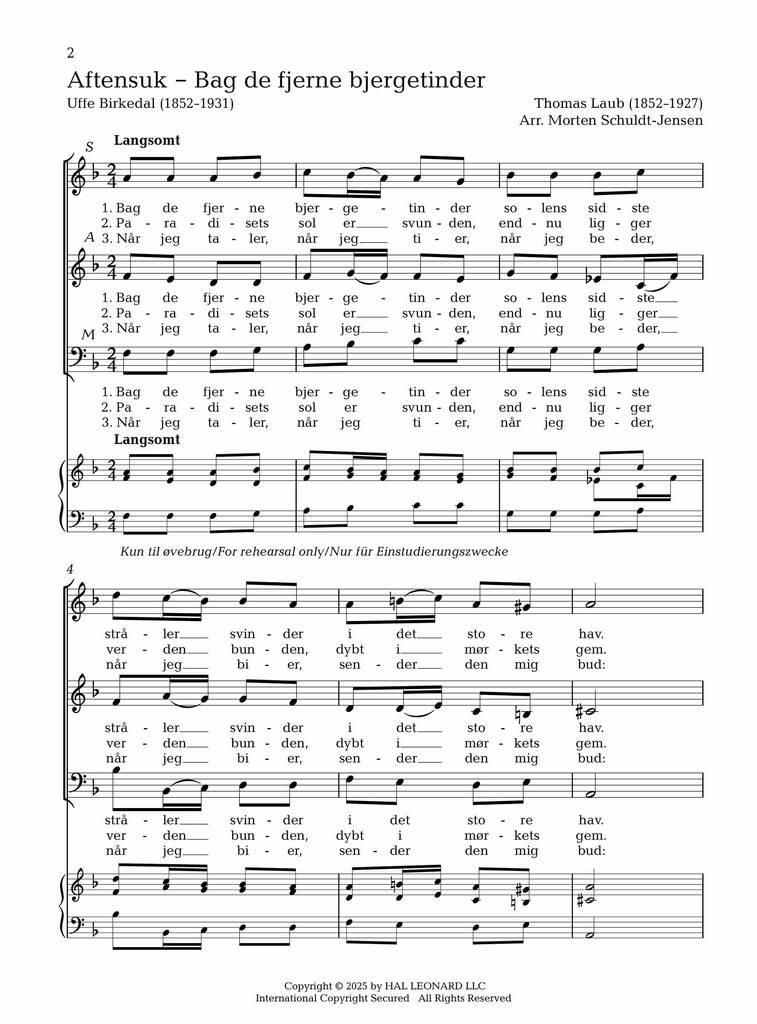 Danske Salmer: Aften 1 / Danish Sacred Songs: Evening 1