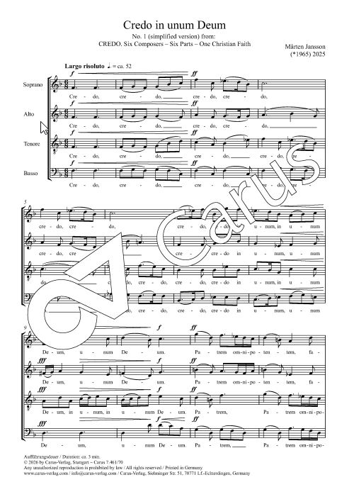 Credo in unum Deum - vereinfachte Version