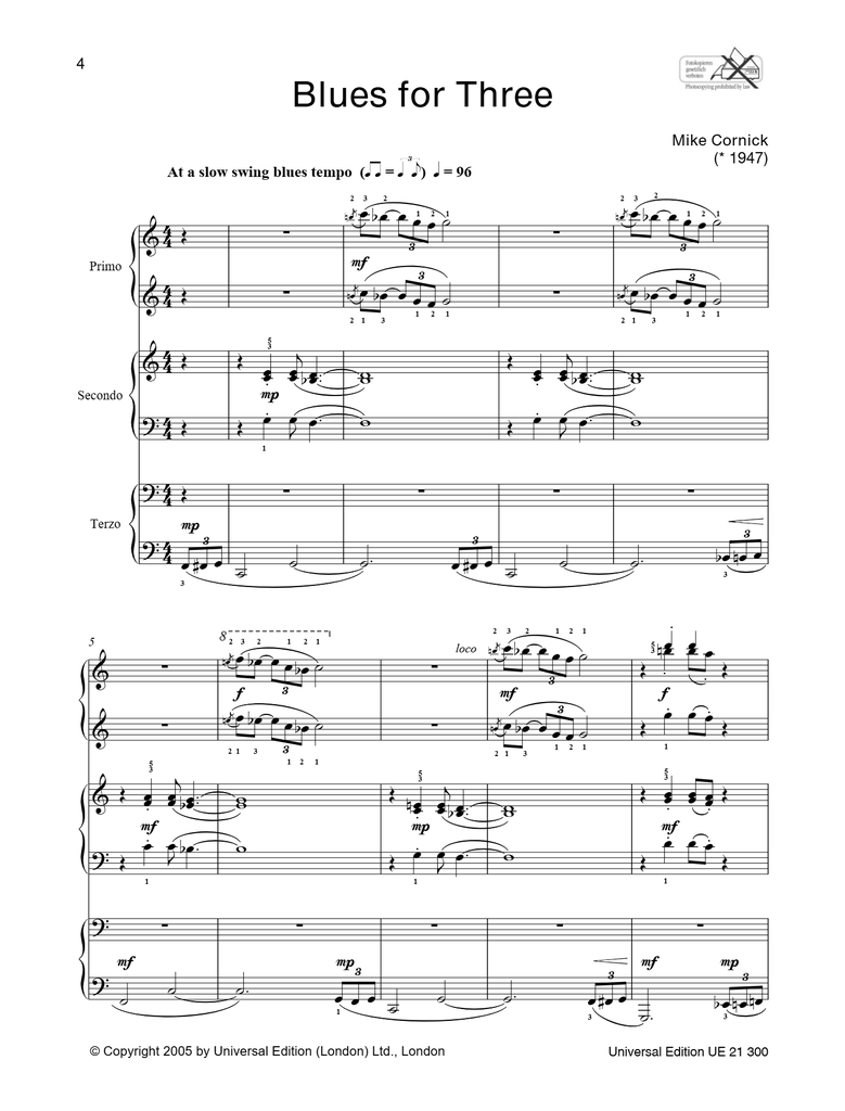 4 Pieces for 6 Hands at 1 Piano