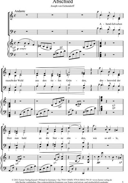 Fünf Lieder für Harfe und Chor