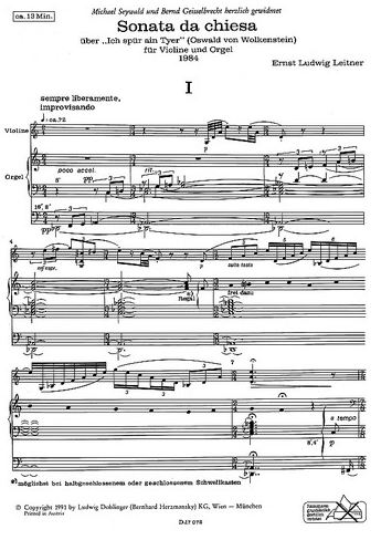 Sonata da chiesa über "Ich spür ain Tyer"