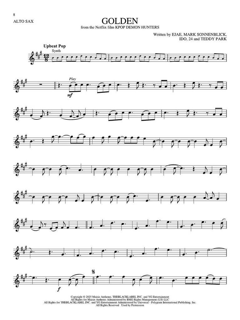 Songs from KPop Demon Hunters, Minecraft, Wicked and more Top Movies - Altsaxophon