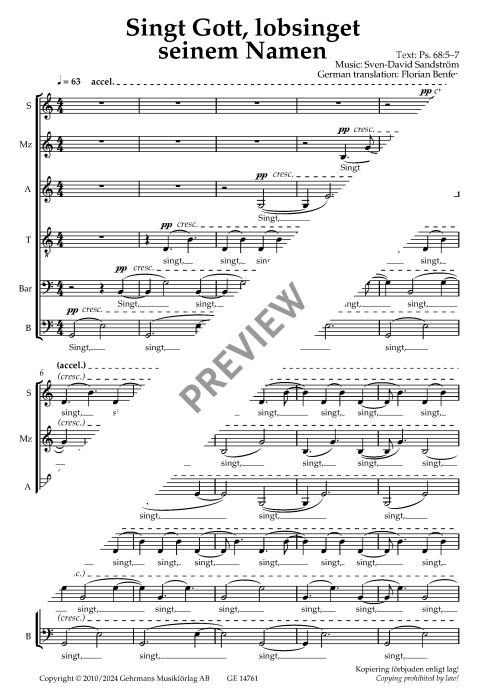 Singt Gott lobsinget seinem Namen