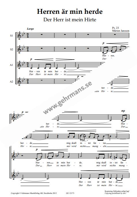 Herren är min herde / Der Herr ist mein Hirte