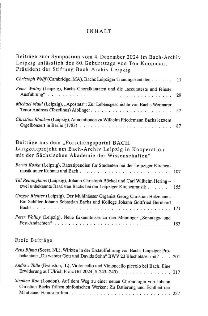 Bach-Jahrbuch 2025