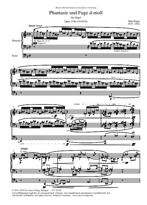 Phantasie und Fuge d-moll op. 135b (mit verworfener Erstfassung)