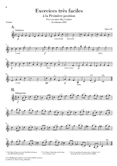 Sehr leichte melodische Übungen in der ersten Lage op. 22