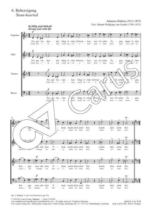 Beherzigung / Stout-hearted op. 93a/6