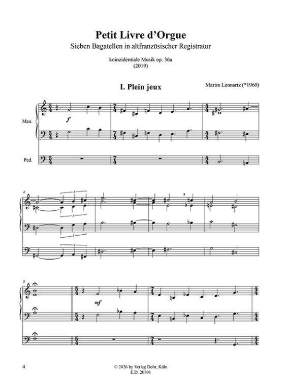 Petit Livre d'Orgue (2019) op. 36a