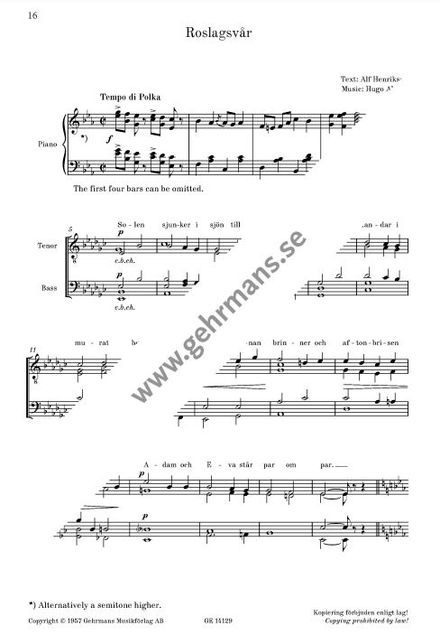 Eight Songs for male choir