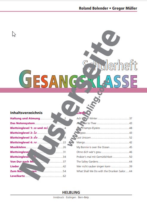 Gesangsklasse - Schülerheft