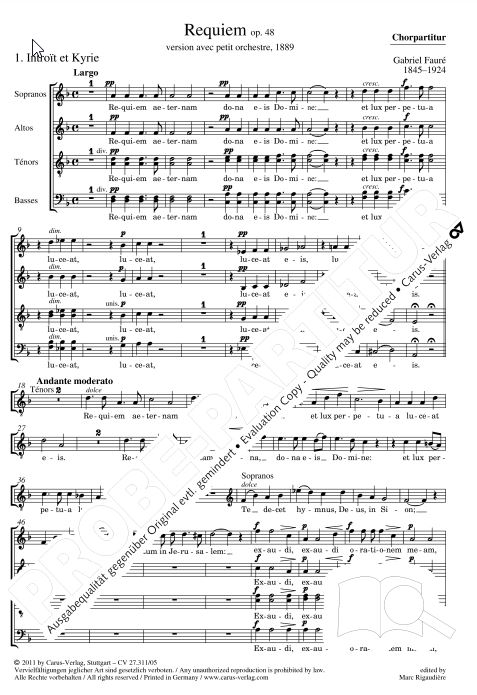 Requiem, op. 48 - Kirchenfassung 1889