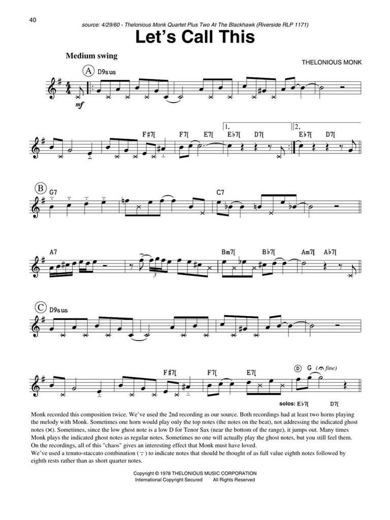 Thelonious Monk Fake Book - C-Instr.