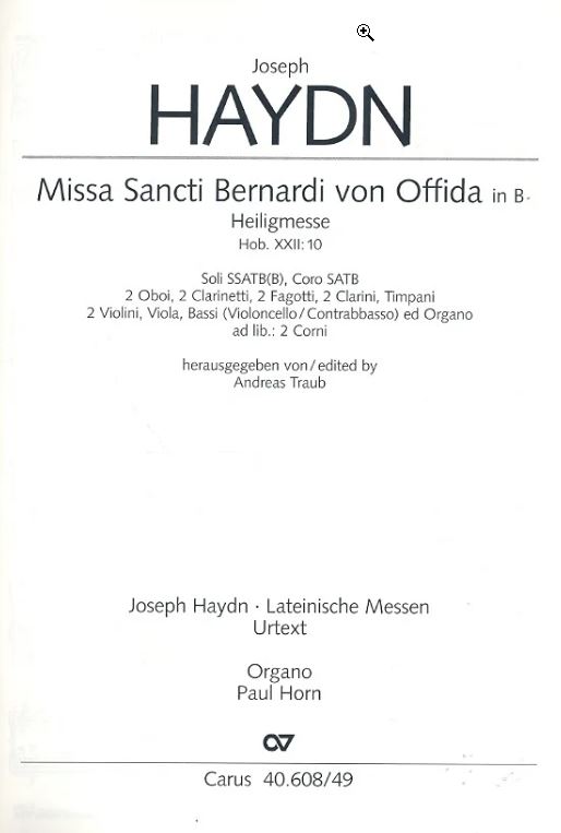 Heiligmesse, Hob. XXII:10