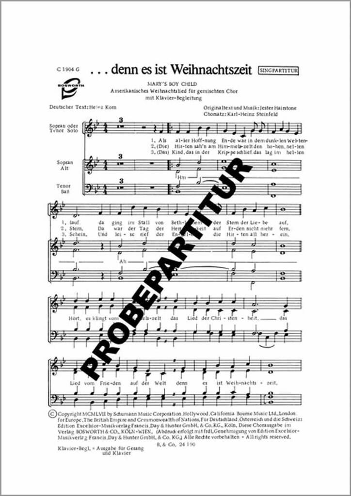 Denn es ist Weihnachtszeit ( = Mary's boy child )