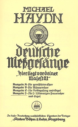 Deutsche Messe ( Deutsche Meßgesänge, Ausgabe D ) - SSA