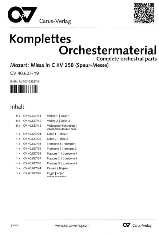 Missa brevis in C, KV 258 (Piccolominimesse oder Spaurmesse)