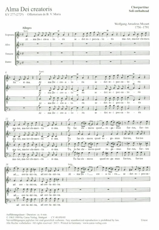 Alma Dei creatoris, KV 277