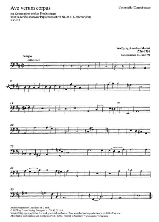 Ave verum corpus, KV 618