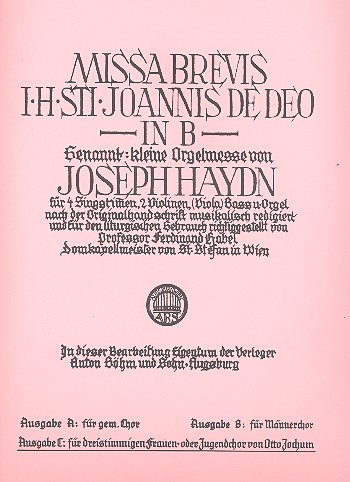 Kleine Orgelsolomesse, Hob. XXII:7 - SSA