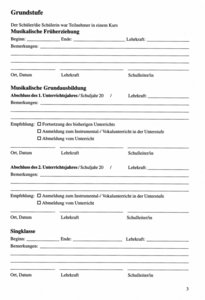 Ausbildungsbuch für Schüler von Musikschulen