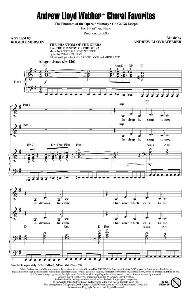 Andrew Lloyd Webber Choral Favorites - Medley