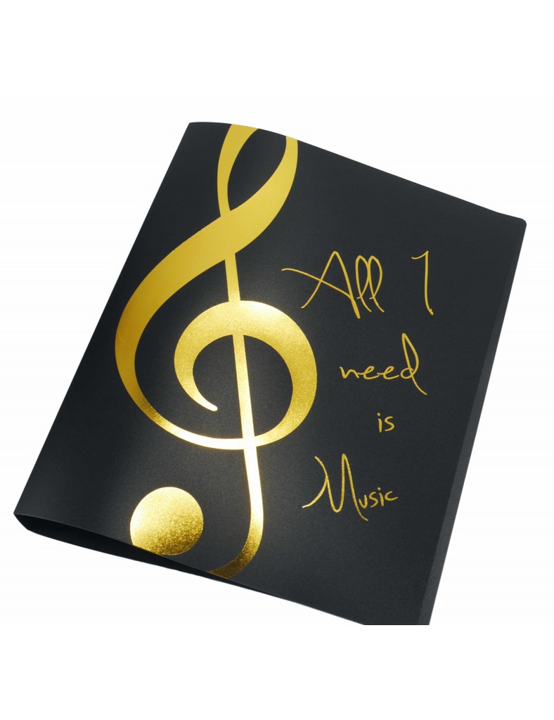 Ring Folder "All I need is Music" Golden