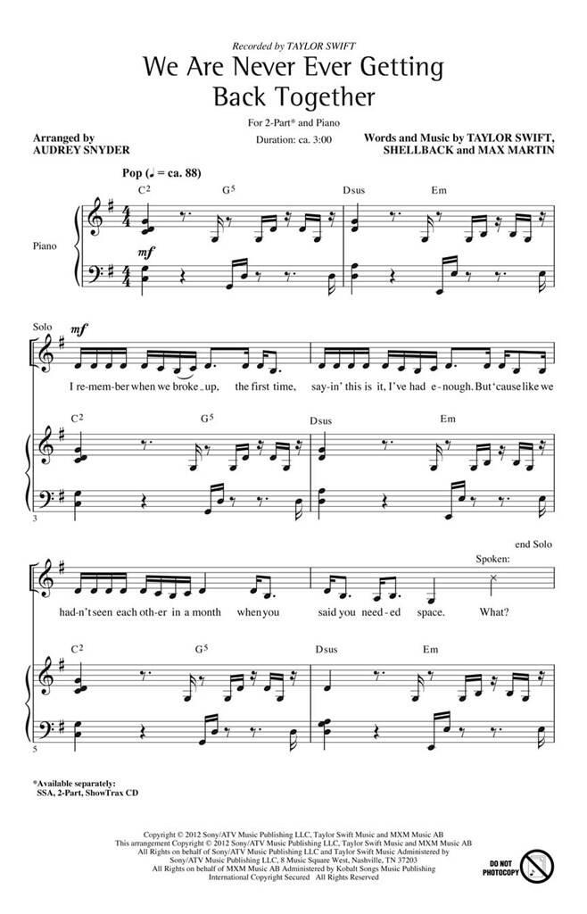 We are never ever getting back together