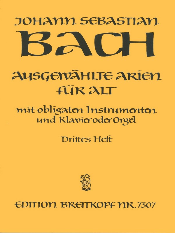 Ausgewählte Arien für Alt mit obligaten Instrumenten  - Drittes Heft