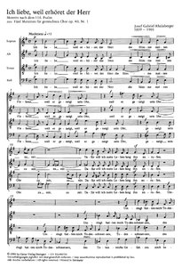 Ich liebe, weil erhöret der Herr, op. 40/1