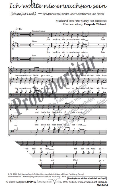 Ich wollte nie erwachsen sein (Nessajas Lied aus Tabaluga)