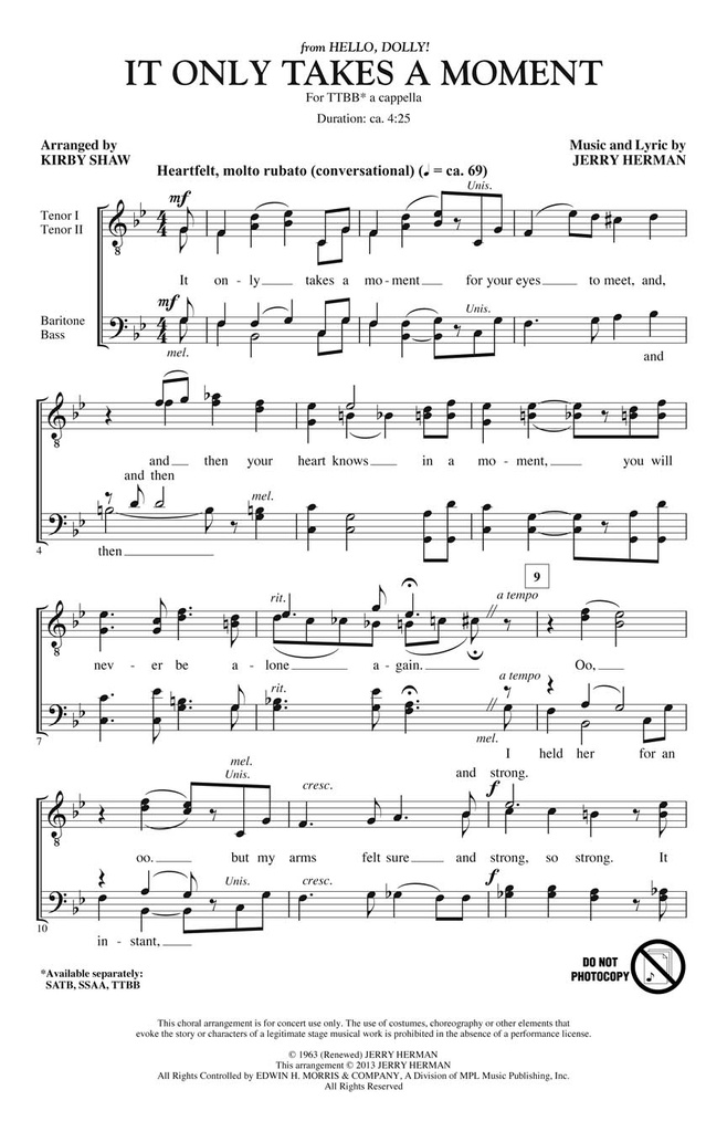 It only takes a moment, aus "Hello Dolly"