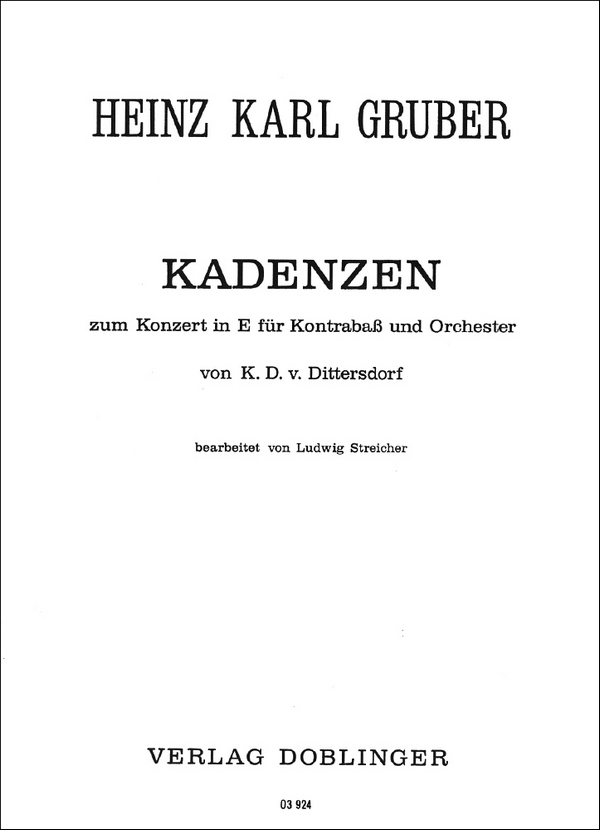 Kadenzen zum Konzert E-Dur von Carl Ditters von Dittersdorf