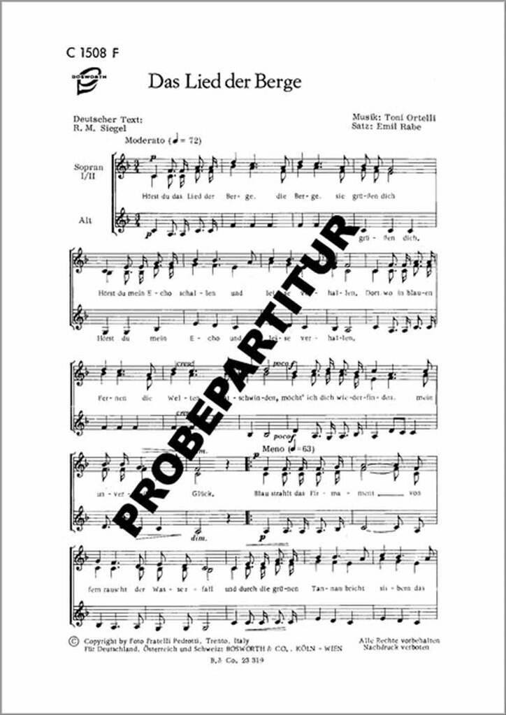 Das Lied der Berge ( La Montanara )