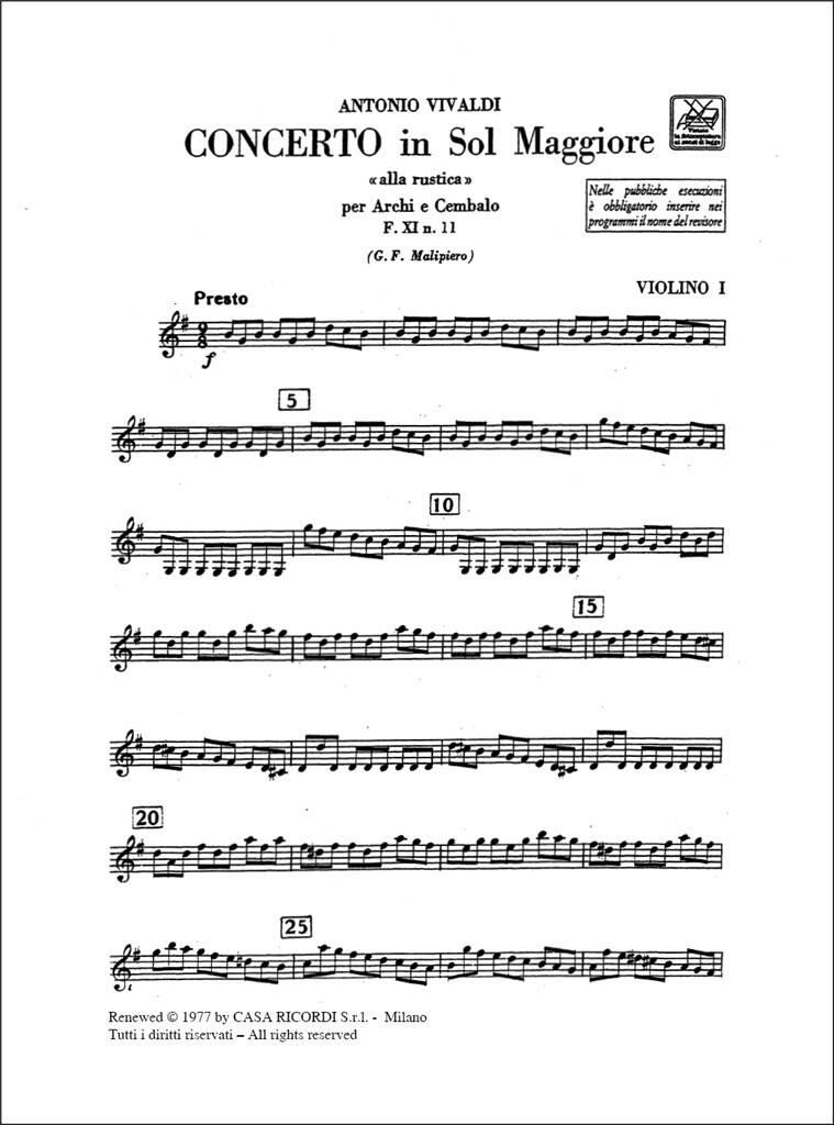 Concerto G-Dur Alla rustica F 11/11 RV 151