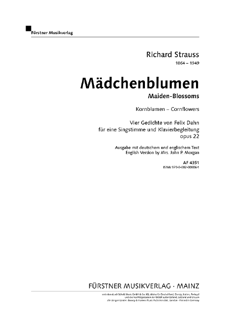 Kornblumen op. 22 / 1 (Des-Dur)